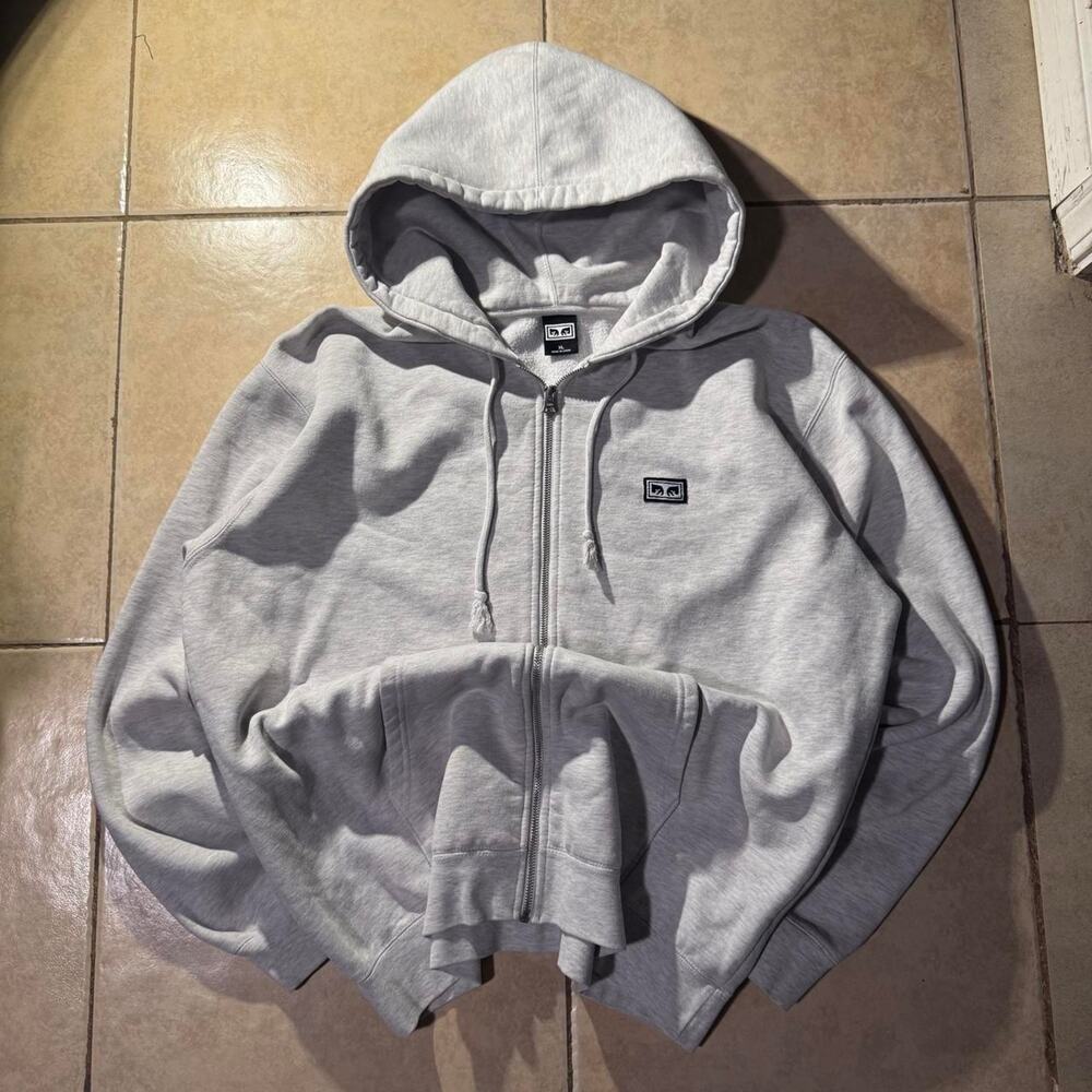 Y2k gray obey zip up hoodie Size XL in Mens